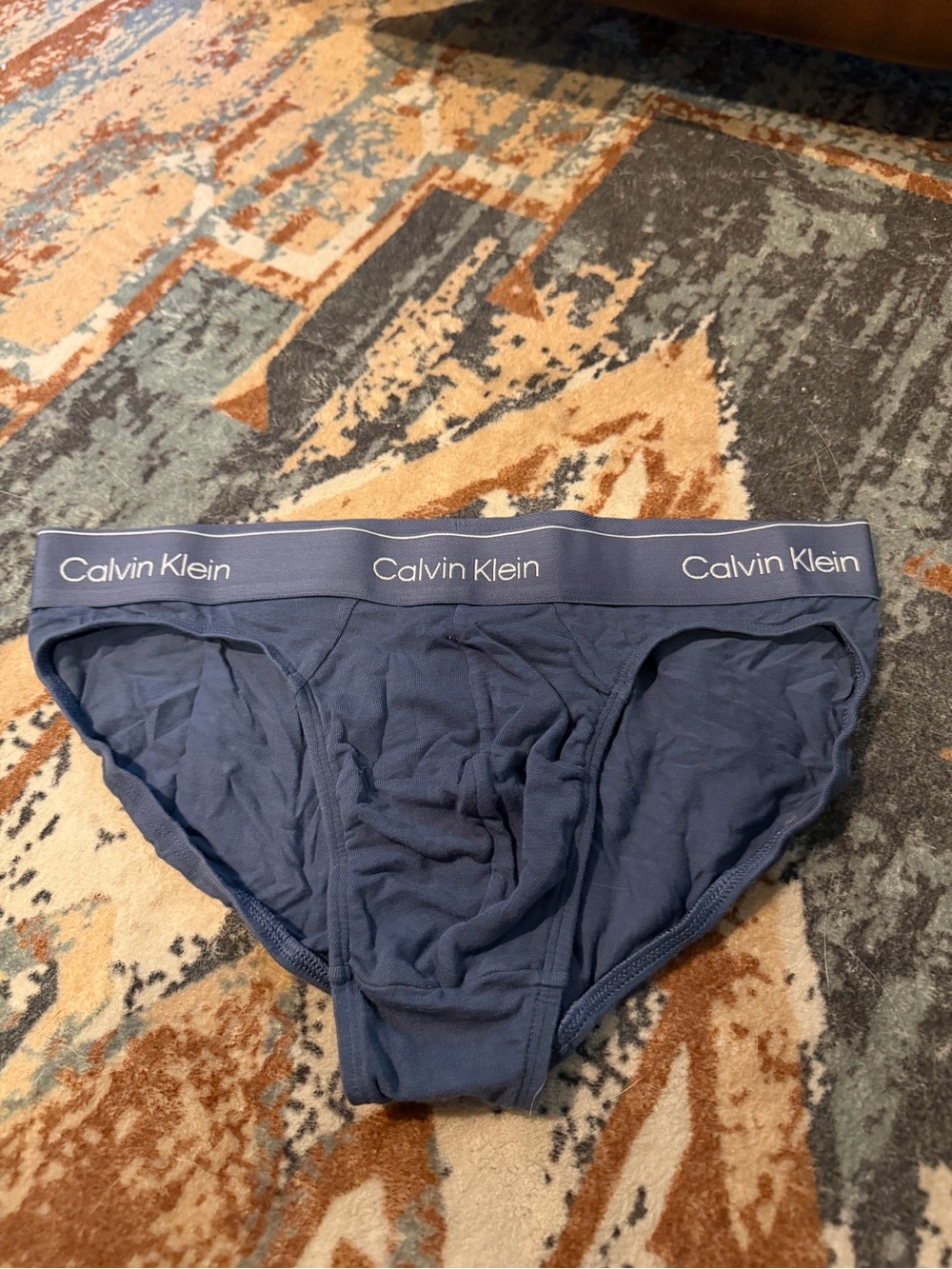 Calvin Klein Men's Dark Blue Briefs with Logo Waistband